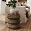 Maris Seagrass and Wood End Table in Walnut Natural