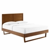 Marlee King Wood Platform Bed With Angular Frame in Walnut