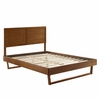 Marlee King Wood Platform Bed With Angular Frame in Walnut