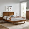 Marlee King Wood Platform Bed With Angular Frame in Walnut