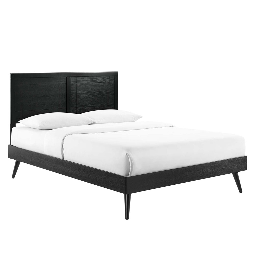 Marlee King Wood Platform Bed With Splayed Legs Modern In Designs