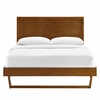 Marlee Twin Wood Platform Bed With Angular Frame in Walnut