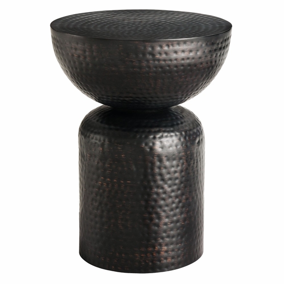 Mella Metal Hammered Side Table in Black
