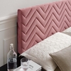 Mercy Chevron Tufted Performance Velvet King/California King Headboard in Dusty Rose