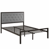 Mia Full Fabric Bed in Brown Gray