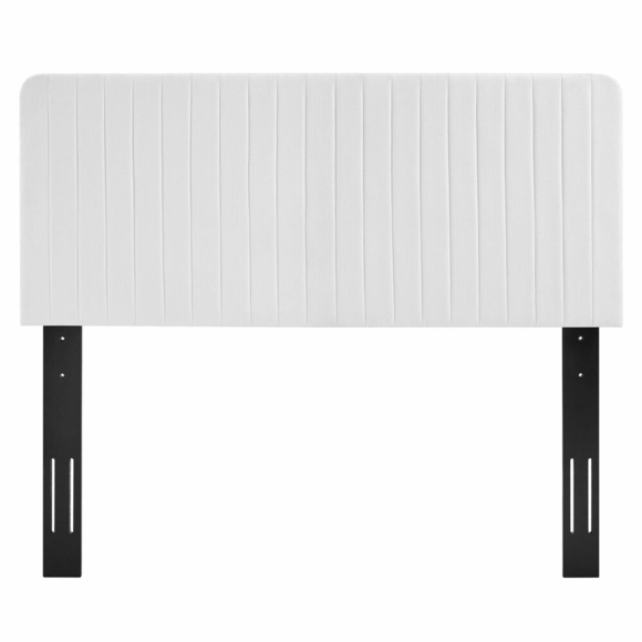 Milenna Channel Tufted Upholstered Fabric Full/Queen Headboard in White