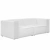 Mingle 2 Piece Upholstered Fabric Sectional Sofa Set in White