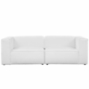 Mingle 2 Piece Upholstered Fabric Sectional Sofa Set in White