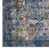 Minu Distressed Floral Lattice 8x10 Area Rug in Blue Gray/Yellow and Orange