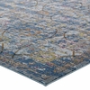 Minu Distressed Floral Lattice 8x10 Area Rug in Blue Gray/Yellow and Orange