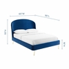 Mira Upholstered Performance Velvet Queen Platform Bed in Navy