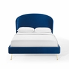 Mira Upholstered Performance Velvet Queen Platform Bed in Navy