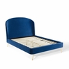 Mira Upholstered Performance Velvet Queen Platform Bed in Navy