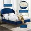 Mira Upholstered Performance Velvet Queen Platform Bed in Navy