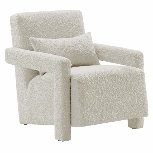 Mirage Boucle Upholstered Armchair in Ivory