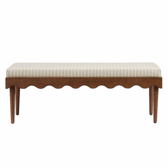 Mirette Scalloped Edge Striped Accent Bench