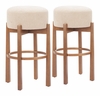 Nade Barstool Set of 2 in Beige & Walnut
