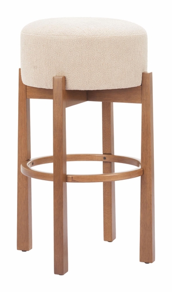 Nade Barstool Set of 2 in Beige & Walnut