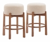 Nade Counter Stool Set of 2 in Beige & Walnut