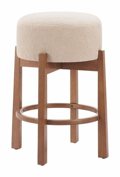 Nade Counter Stool Set of 2 in Beige & Walnut