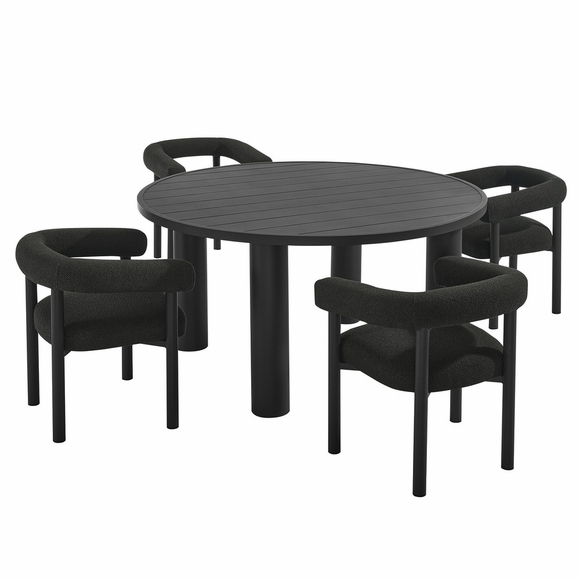 Nautica 5-Piece Round Outdoor Patio Aluminum Dining Table and Chairs Set