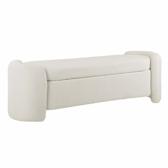 Nebula Boucle Upholstered Bench in Ivory