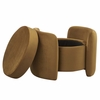 Nebula Upholstered Performance Velvet Ottoman in Cognac