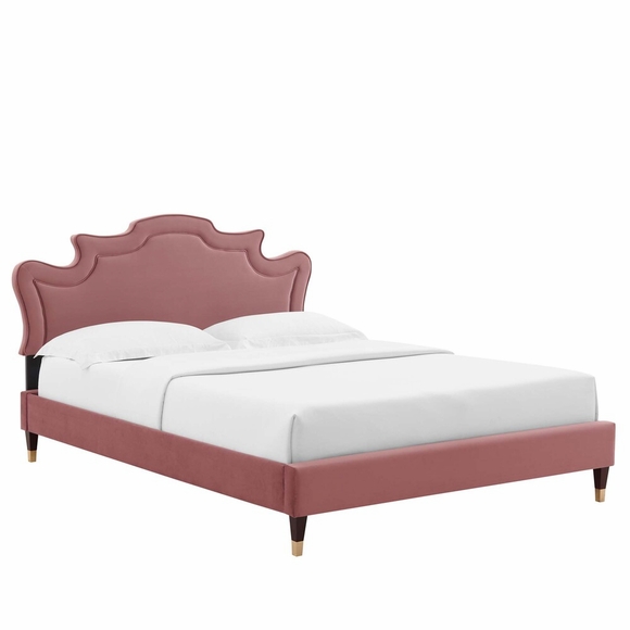 Neena Performance Velvet King Bed-MOD-6840 in Dusty Rose