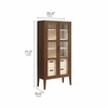 Nell 71" Glass Door Tall Display Storage Cabinet in Walnut