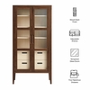 Nell 71" Glass Door Tall Display Storage Cabinet in Walnut