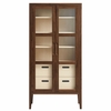 Nell 71" Glass Door Tall Display Storage Cabinet in Walnut