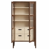 Nell 71" Glass Door Tall Display Storage Cabinet in Walnut