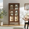Nell 71" Glass Door Tall Display Storage Cabinet in Walnut