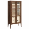 Nell 71" Glass Door Tall Display Storage Cabinet in Walnut