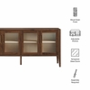 Nell 72" Glass Door Sideboard Storage Display Cabinet in Walnut