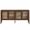 Nell 72" Glass Door Sideboard Storage Display Cabinet in Walnut