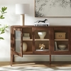 Nell 72" Glass Door Sideboard Storage Display Cabinet in Walnut