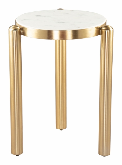 Noan Side Table in White & Gold