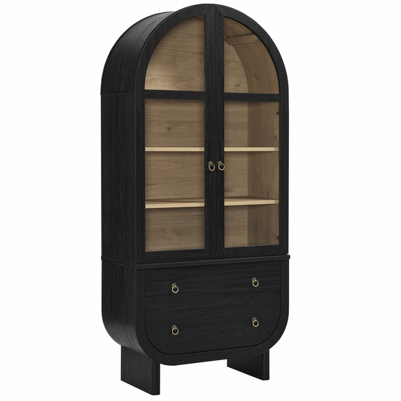 Nolan 74" Tall Wide Arched Storage Display Cabinet