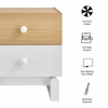 Nolia 2-Drawer Color Block Nightstand in Oak White
