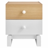Nolia 2-Drawer Color Block Nightstand in Oak White