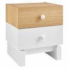 Nolia 2-Drawer Color Block Nightstand in Oak White