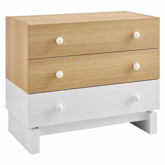 Nolia 3-Drawer Color Block Dresser in Oak White