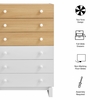 Nolia 6-Drawer Color Block Dresser Chest in Oak White