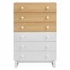 Nolia 6-Drawer Color Block Dresser Chest in Oak White