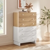 Nolia 6-Drawer Color Block Dresser Chest in Oak White