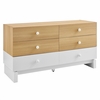 Nolia 6-Drawer Color Block Dresser in Oak White