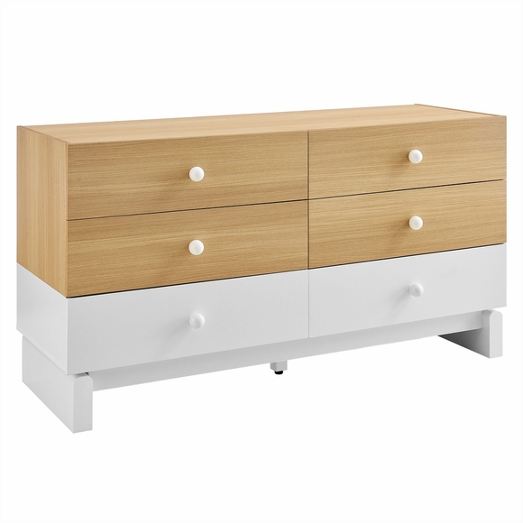 Nolia 6-Drawer Color Block Dresser in Oak White