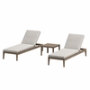 Northlake 3-Piece Outdoor Patio Teak Wood Furniture Set with Chaise Lounges and Side Table