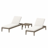 Northlake 3-Piece Outdoor Patio Teak Wood Furniture Set with Chaise Lounges and Side Table